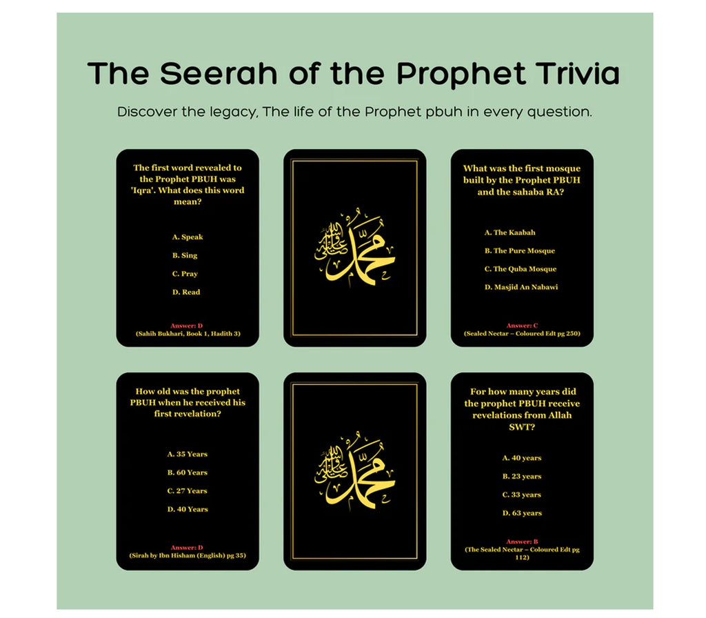 Islamic Trivia - The Seerah Of The Prophet Trivia Cards UmraStore