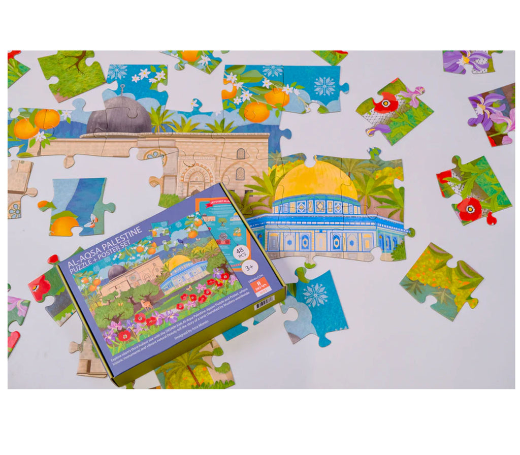 DEENIN Kids' Al-Aqsa Palestine Puzzle + Poster Set - 48-Piece Educational, Vibrant & Large Floor (2 ft x 3 ft) Puzzle for Children DEENIN