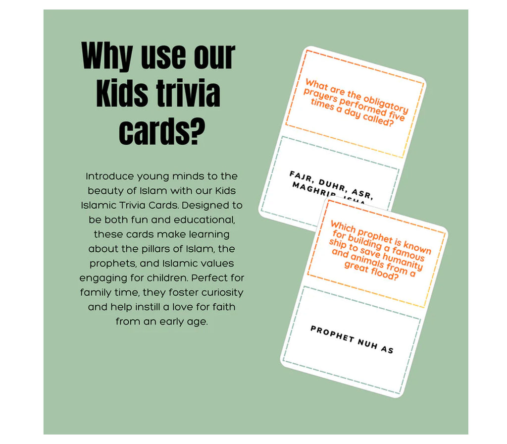 Islamic Trivia - Kids Islamic Trivia Cards UMRASTORE