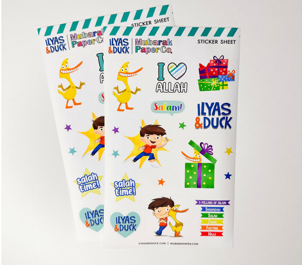 Ilyas and the Duck Stickers 2 Sheets mubarak paper co.