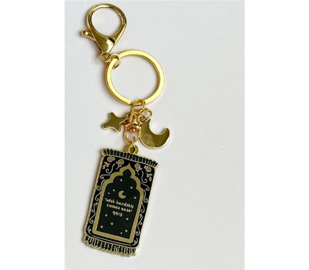 Hardship Comes Ease Keyring Black