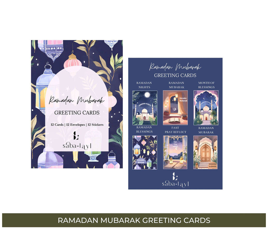 Ramadan Mubarak Greeting Cards | Set of 12 SABA + LAYL