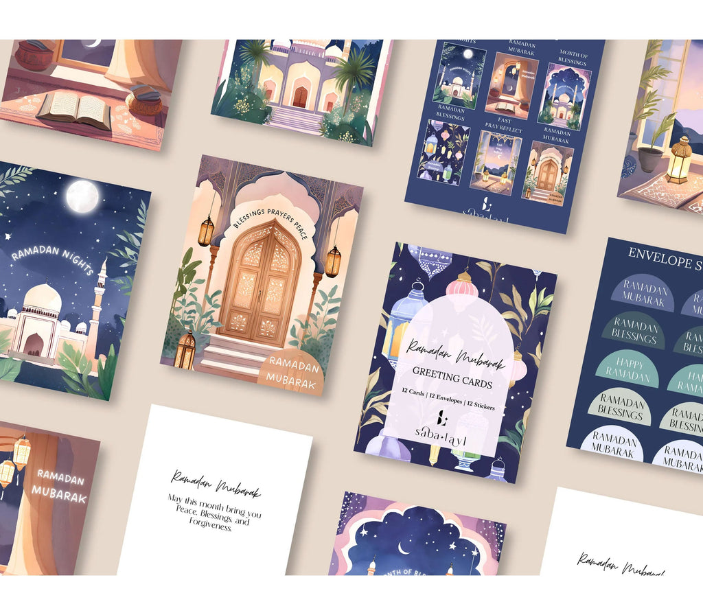 Ramadan Mubarak Greeting Cards | Set of 12 SABA + LAYL