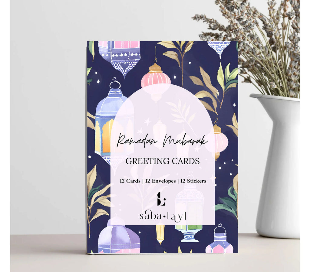 Ramadan Mubarak Greeting Cards | Set of 12 SABA + LAYL