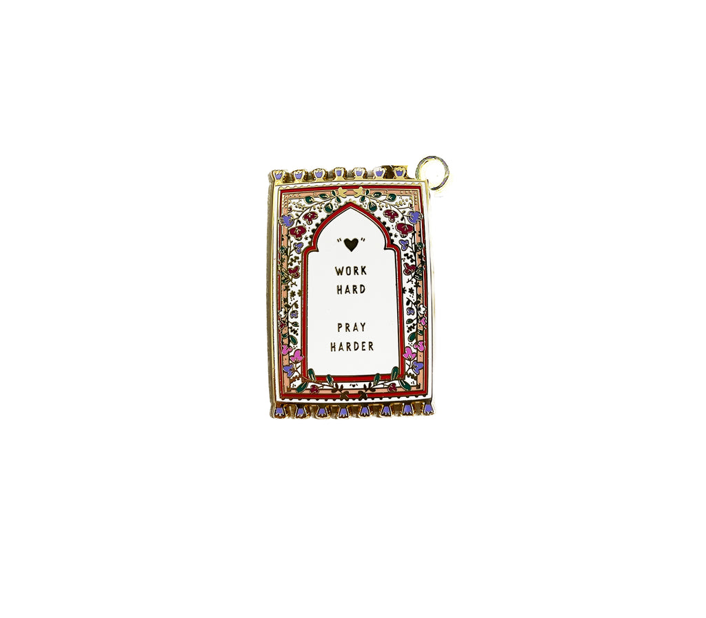 Prayer Mat Keyrings | Work Hard, Pray Harder Quote Lovin'