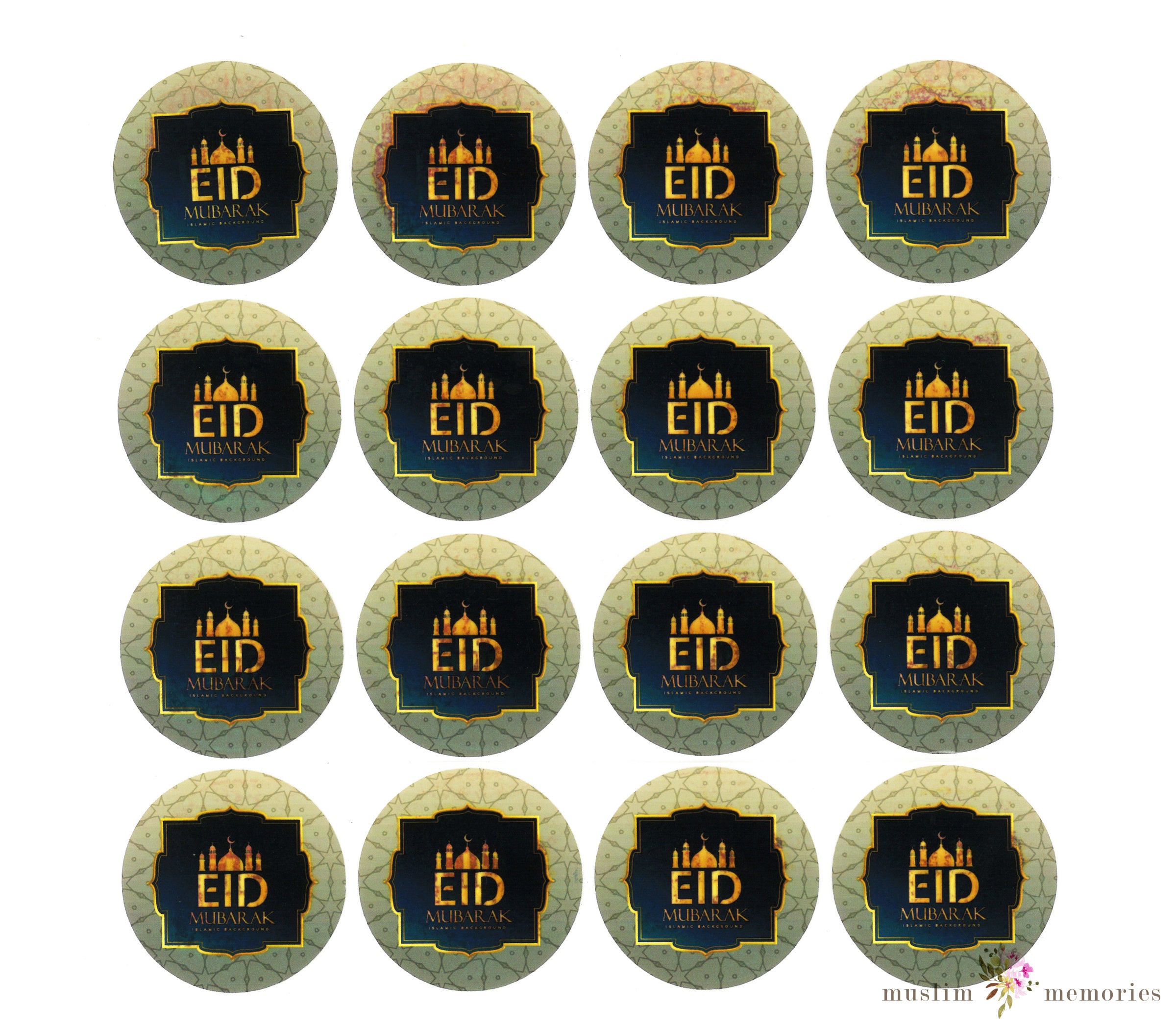 Eid Mubarak Gold foil Stickers Set of 12 - Eidway Store
